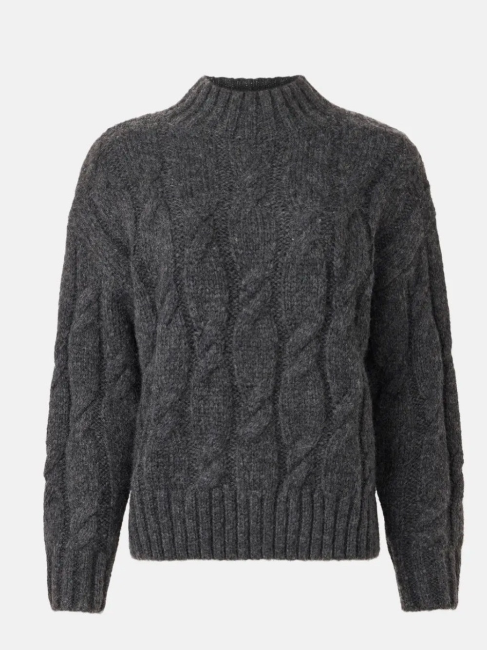 ROAM Charcoal Cable Knit Mock Neck Sweater